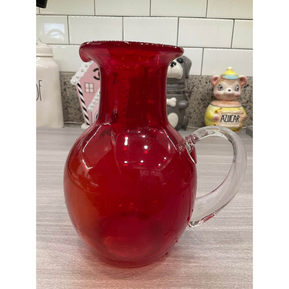 VINTAGE SMALL RUBY RED PITCHER